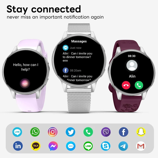 Alt view image 2 of 7 - Smart Watch for Women, 1.27" HD Touchscreen Smartwatch with Bluetooth Call & Text Notification, 130+ Sport Modes, IP68 Waterproof Fitness Tracker with Heart Rate/Sleep Monitor, 4 Bands