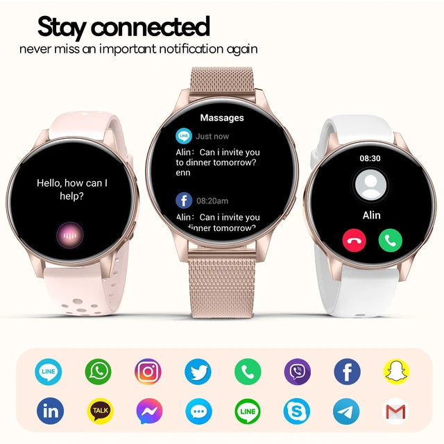Alt view image 2 of 7 - Smart Watch for Women, 1.27" HD Touchscreen Smartwatch with Bluetooth Call & Text Notification, 130+ Sport Modes, IP68 Waterproof Fitness Tracker with Heart Rate/Sleep Monitor, 4 Bands