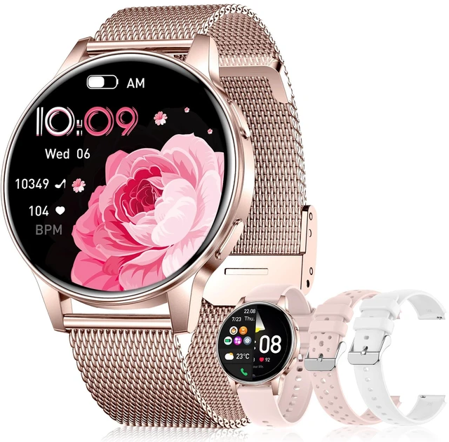 Main image of Smart Watch for Women, 1.27" HD Touchscreen Smartwatch with Bluetooth Call & Text Notification, 130+ Sport Modes, IP68 Waterproof Fitness Tracker with Heart Rate/Sleep Monitor, 4 Bands