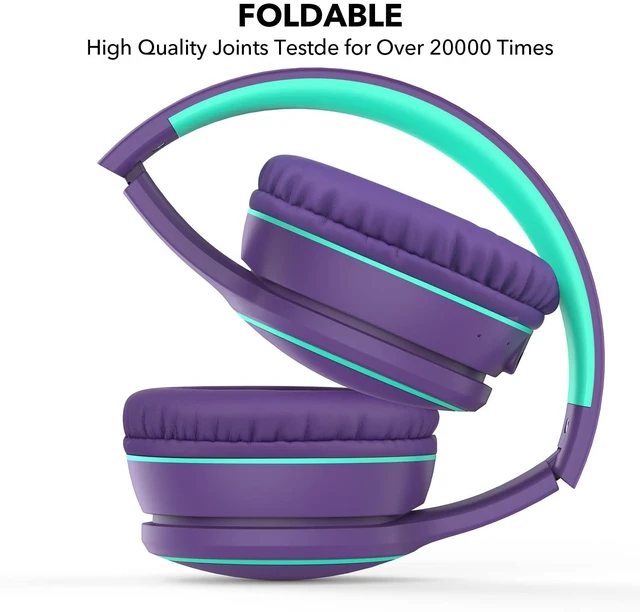 Alt view image 2 of 7 - B10 Bluetooth Headphones Over Ear, 2 EQ Music Modes(Normal/Bass) and 50H Playtime Wireless Headphones with Mic, Lightweight Folding HiFi Stereo Headset for iPad/Travel/Tablet/PC/Home (Purple)