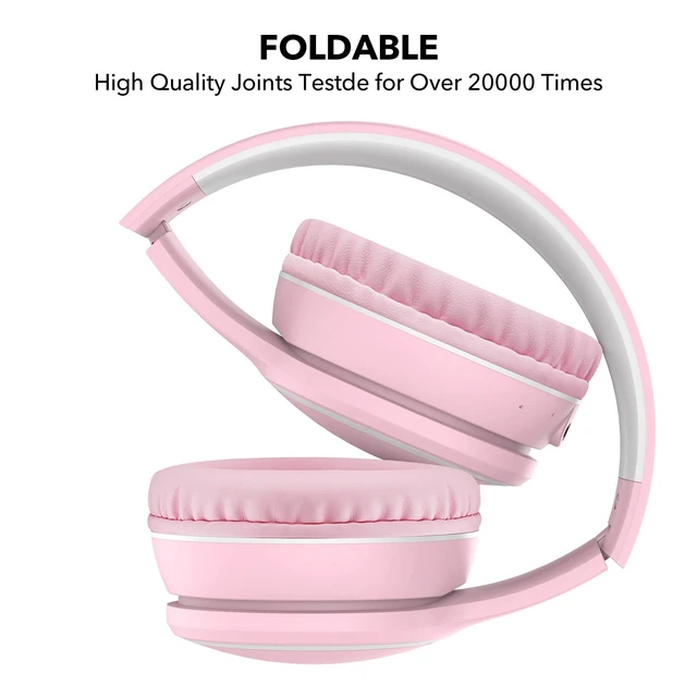 Alt view image 2 of 7 - B10 Wireless Over-Ear Headphones, Lightweight Folding Stereo Bass Bluetooth Headset with Mic, 50H Playtime, Volume Control, Bluetooth 5.3 Headphones for iPad/Travel/Tablet/PC (Pink)