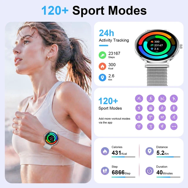 Alt view image 4 of 7 - Smart Watches for Women, 1.32" HD AMOLED Fitness Tracker Make/Answer Calls, 24/7 Heart Rate/Sleep/SpO2 Monitor for Android & iPhone, 130+ Sports Modes Smartwatch with 3ATM Waterproof, 3 Bands