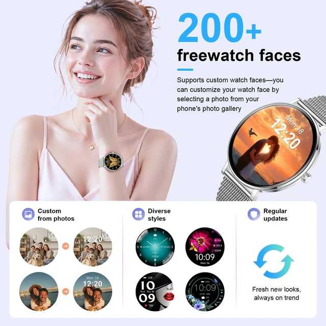 Alt view image 5 of 7 - Smart Watches for Women, 1.32" HD AMOLED Fitness Tracker Make/Answer Calls, 24/7 Heart Rate/Sleep/SpO2 Monitor for Android & iPhone, 130+ Sports Modes Smartwatch with 3ATM Waterproof, 3 Bands