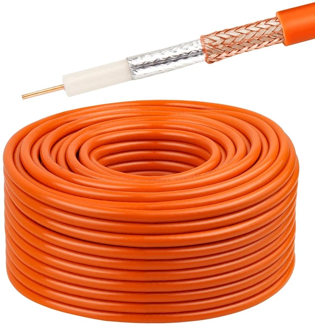 Main image of MOOOKEERF RG6 Coaxial Cable 200FT, 18 AWG 75 Ohm RG6 Dual Shield Cable with Pure Copper Conductor for Broadcast, Satellite, and Cellular Applications,Orange
