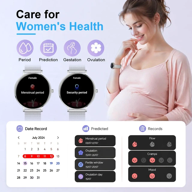 Alt view image 6 of 7 - Smart Watches for Women, 1.32" HD AMOLED Fitness Tracker Make/Answer Calls, 24/7 Heart Rate/Sleep/SpO2 Monitor for Android & iPhone, 130+ Sports Modes Smartwatch with 3ATM Waterproof, 3 Bands