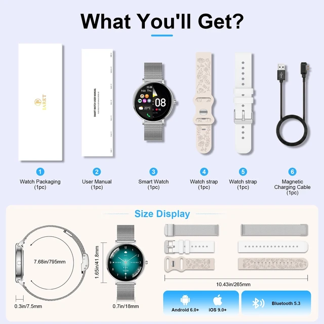 Alt view image 7 of 7 - Smart Watches for Women, 1.32" HD AMOLED Fitness Tracker Make/Answer Calls, 24/7 Heart Rate/Sleep/SpO2 Monitor for Android & iPhone, 130+ Sports Modes Smartwatch with 3ATM Waterproof, 3 Bands