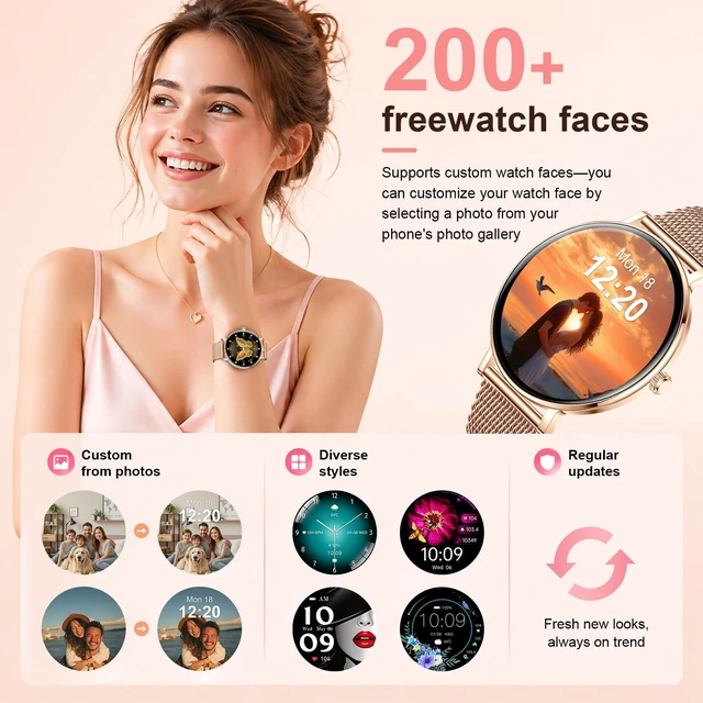 Alt view image 5 of 7 - Smart Watches for Women, 1.32" HD AMOLED Fitness Tracker Make/Answer Calls, 24/7 Heart Rate/Sleep/SpO2 Monitor for Android & iPhone, 130+ Sports Modes Smartwatch with 3ATM Waterproof, 3 Bands