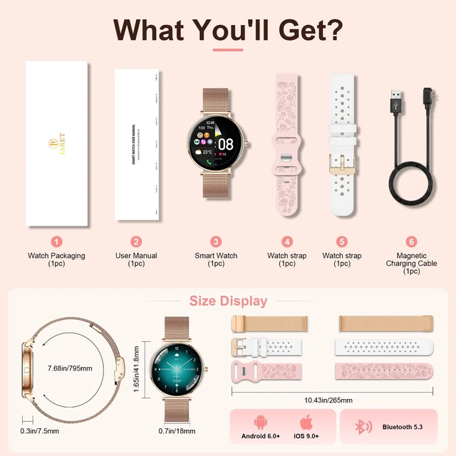 Alt view image 7 of 7 - Smart Watches for Women, 1.32" HD AMOLED Fitness Tracker Make/Answer Calls, 24/7 Heart Rate/Sleep/SpO2 Monitor for Android & iPhone, 130+ Sports Modes Smartwatch with 3ATM Waterproof, 3 Bands