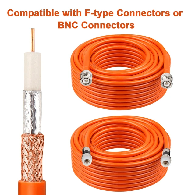 Alt view image 4 of 5 - MOOOKEERF RG6 Coaxial Cable 200FT, 18 AWG 75 Ohm RG6 Dual Shield Cable with Pure Copper Conductor for Broadcast, Satellite, and Cellular Applications,Orange