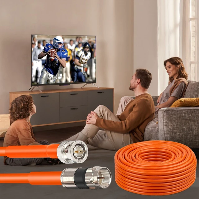 Alt view image 5 of 5 - MOOOKEERF RG6 Coaxial Cable 200FT, 18 AWG 75 Ohm RG6 Dual Shield Cable with Pure Copper Conductor for Broadcast, Satellite, and Cellular Applications,Orange