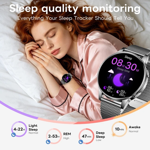Alt view image 4 of 7 - 1.27" HD Touchscreen Smartwatch with Bluetooth Call & Text Notification, 130+ Sport Modes, IP68 Waterproof Fitness Tracker with Heart Rate/Sleep Monitor, Black