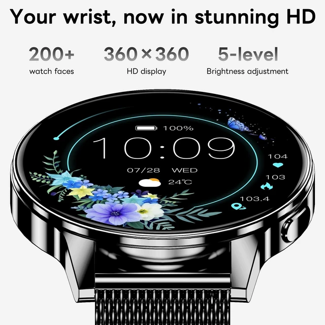 Alt view image 6 of 7 - 1.27" HD Touchscreen Smartwatch with Bluetooth Call & Text Notification, 130+ Sport Modes, IP68 Waterproof Fitness Tracker with Heart Rate/Sleep Monitor, Black