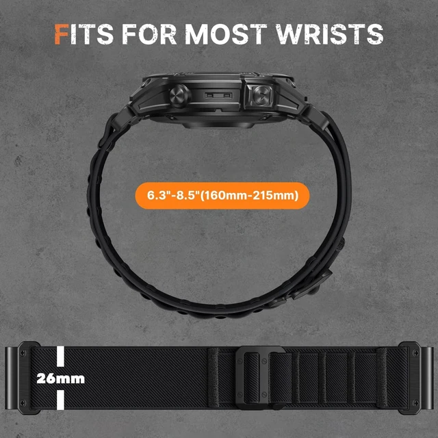 Alt view image 4 of 7 - 26mm Quick Fit Compatible with Garmin Fenix 8 51mm Watch Band Nylon Stretchy Sport Strap with G-Hook for Fenix 9/Tactix/Epix Pro2 51mm/Instinct 2X/Tactix Delta/Tactix 8 AMOLED,All Black