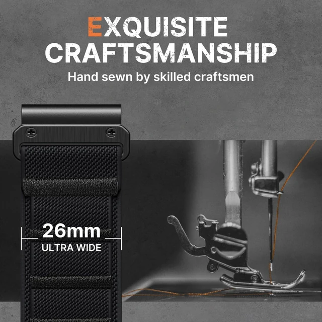 Alt view image 5 of 7 - 26mm Quick Fit Compatible with Garmin Fenix 8 51mm Watch Band Nylon Stretchy Sport Strap with G-Hook for Fenix 9/Tactix/Epix Pro2 51mm/Instinct 2X/Tactix Delta/Tactix 8 AMOLED,All Black