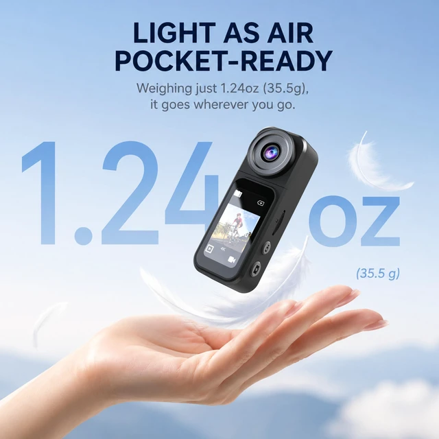 Alt view image 3 of 6 - KG210 Touchscreen 4k Camera with 180° Rotating Lens, Mini Wearable Body Worn Action Camera, Thumb Size, with 360°Rotatable Magnetic Clip,Mount Anywhere for Security, Work, Guard, Travel,Daily