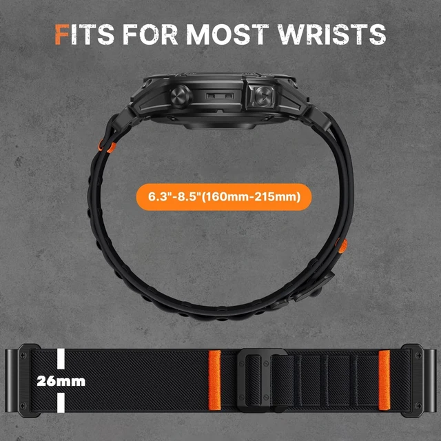 Alt view image 6 of 7 - Nylon 26mm Quick Fit Compatible with Garmin Fenix 9 8 Watch Band Rugged Stretchy Sport Loop Strap with G-Hook for Tactix/Epix Pro2 51mm/Instinct 2X/Tactix Delta/Tactix 8 AMOLED/Enduro,Black