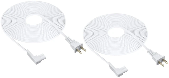 Main image of 25-Foot 2-Pack Power Cord - Compatible with Sonos One, One SL, Play-1 Speakers - Extra Long White Power Plug Cable