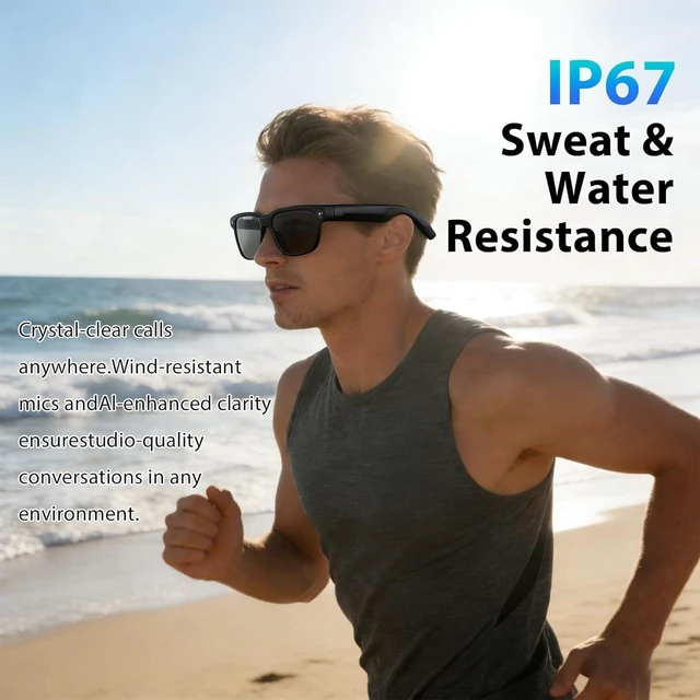 Alt view image 7 of 7 - AI Smart Glasses with 8MP Camera, 1080P HD Video Recording, Real-Time Translation, Voice Assistant, Open-Ear Bluetooth Audio, Photo & Video Capture, Light-Sensitive Lenses