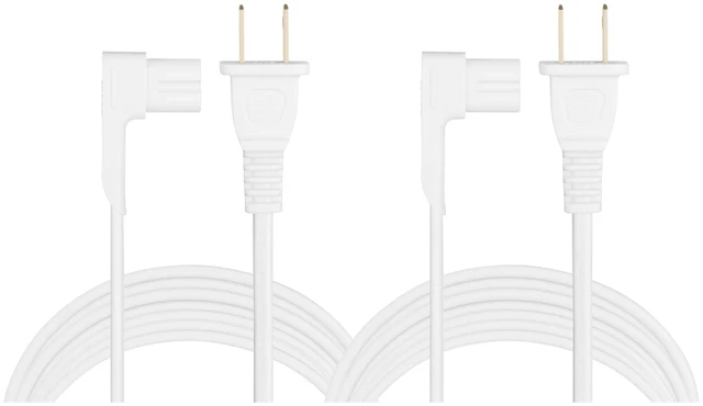 Alt view image 6 of 7 - 25-Foot 2-Pack Power Cord - Compatible with Sonos One, One SL, Play-1 Speakers - Extra Long White Power Plug Cable