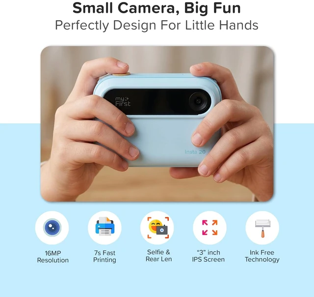 Alt view image 3 of 7 - Kids Camera Instant Print, 16MP with 9 Rolls Paper, Travel Case insta 20 Bundle, 7s inkless printing, 1080P video, selfie lens, travel toy Camera, school play, birthday gift for ages 4-12