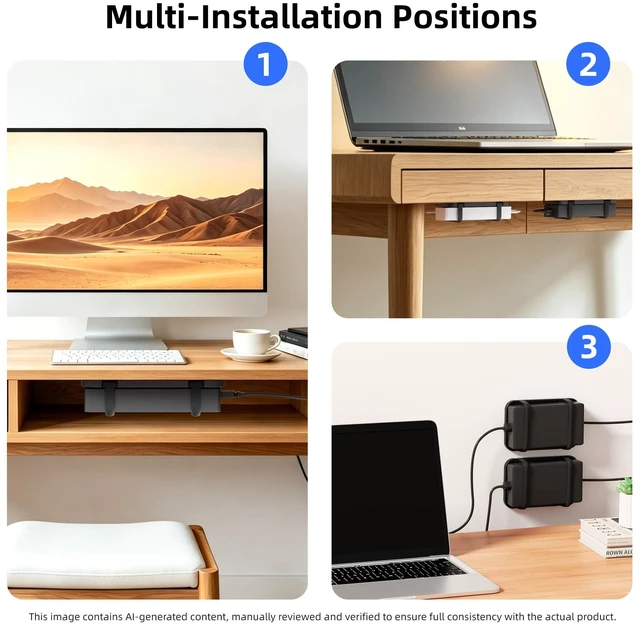 Alt view image 7 of 7 - 2 Pack Upgraded Laptop Charger Holder,Adjustable Silicone Strap Power Brick Organizer With Heat Dissipation,Under Desk Cable Management Mount For Most Power Adapters,Chargers,Screws & Adhesive
