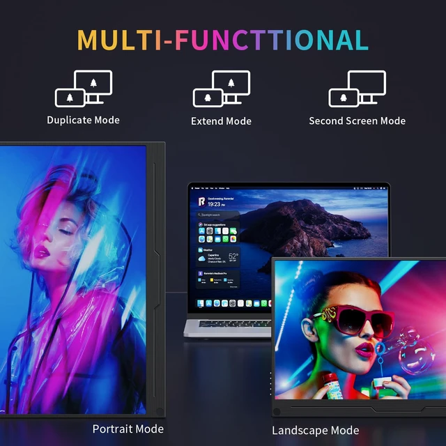 Alt view image 3 of 7 - 15.6" Plug & Play Portable Monitor, Second Laptop Monitor Extender USB-C/HDMI UHD Computer Monitor with Built-in Speakers, Works with Laptop/PC/MAC/PS5/Xbox/Switch for Travel Home Office