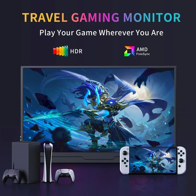 Alt view image 4 of 7 - 15.6" Plug & Play Portable Monitor, Second Laptop Monitor Extender USB-C/HDMI UHD Computer Monitor with Built-in Speakers, Works with Laptop/PC/MAC/PS5/Xbox/Switch for Travel Home Office
