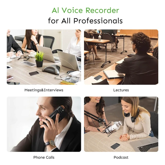 Alt view image 6 of 7 - UMEVO Note Plus AI Voice Recorder Unlimited Transcribe & Summarize AI Note Taking Device 64GB with Case, App Control, 140 Languages for Calls, Lectures, Meetings, Interviews(Black)