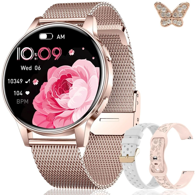 Main image of Smart Watch for Women, 1.27" HD Touchscreen Smartwatch with Bluetooth Call & Text Notification, 130+ Sport Modes, IP68 Waterproof Fitness Tracker with Heart Rate/Sleep Monitor, 3 Bands