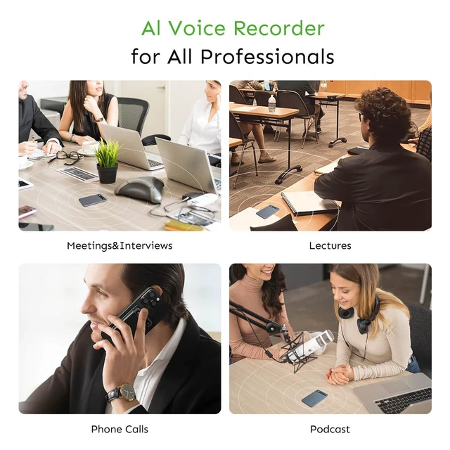Alt view image 6 of 7 - UMEVO Note Plus AI Voice Recorder Unlimited Transcribe & Summarize AI Note Taking Device 64GB with Case, App Control, 140 Languages for Calls, Lectures, Meetings, Interviews(Blue)