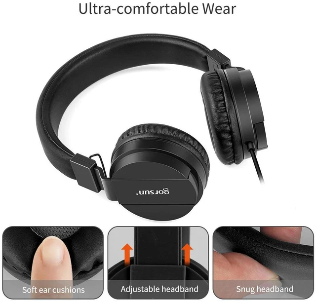 Alt view image 7 of 7 - Kids Headphones, Lightweight Stereo Wired Toddler HeadphonesAdjustable Headband Children's Headset for Smartphones Computer Pad Earphones(Black)