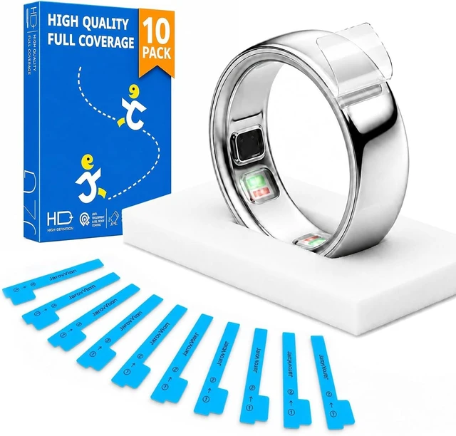 Main image of 10-Pack Ultra Thin TPU Ring Protector Film for Oura Ring 5 Size 11 Clear TPU protector film for Oura Ring 5 helps reduce daily scuffs, preserves the original look, and stays on while charging