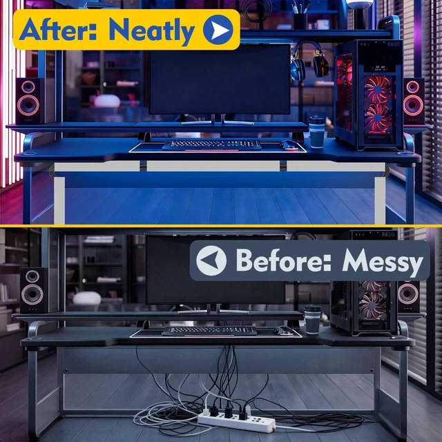 Alt view image 6 of 7 - Open Slot Wiring Raceway Cable Duct,Cable Management Cord Track 123" open slot cable raceway,Grey 1.97x1.97", 8 pcs desk wire channel to hide computer cables and cords