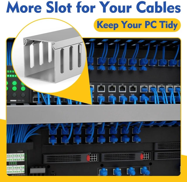 Alt view image 7 of 7 - Open Slot Wiring Raceway Cable Duct,Cable Management Cord Track 123" open slot cable raceway,Grey 1.97x1.97", 8 pcs desk wire channel to hide computer cables and cords