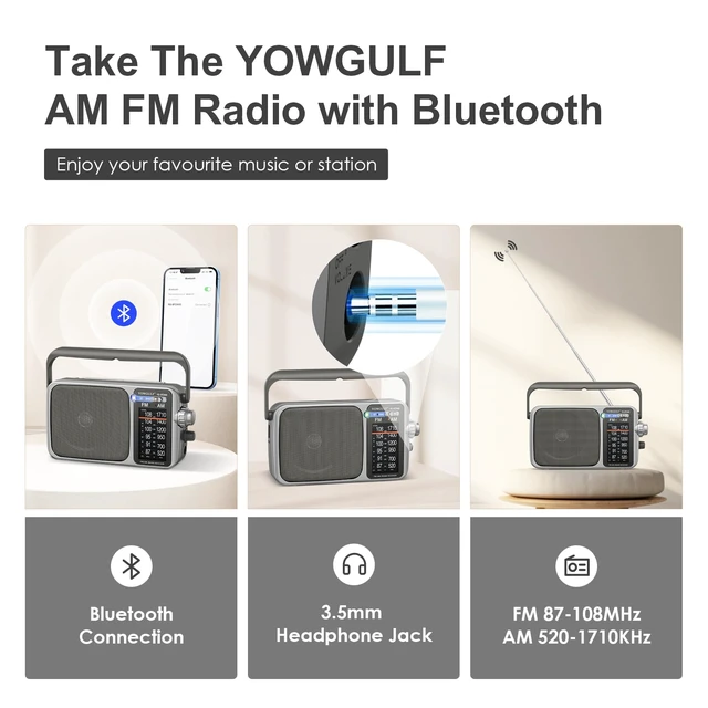 Alt view image 3 of 7 - AM FM Radio Portable Battery Operated or AC Power Headphone Jack Classic retro design,great reception,big speaker,large tuning knob,ideal gift for elders,home decoration & daily listening