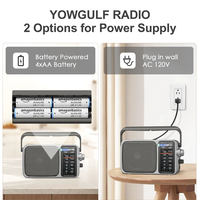 Alt view image 4 of 7 - AM FM Radio Portable Battery Operated or AC Power Headphone Jack Classic retro design,great reception,big speaker,large tuning knob,ideal gift for elders,home decoration & daily listening