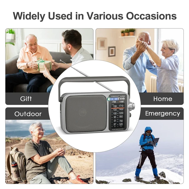 Alt view image 7 of 7 - AM FM Radio Portable Battery Operated or AC Power Headphone Jack Classic retro design,great reception,big speaker,large tuning knob,ideal gift for elders,home decoration & daily listening