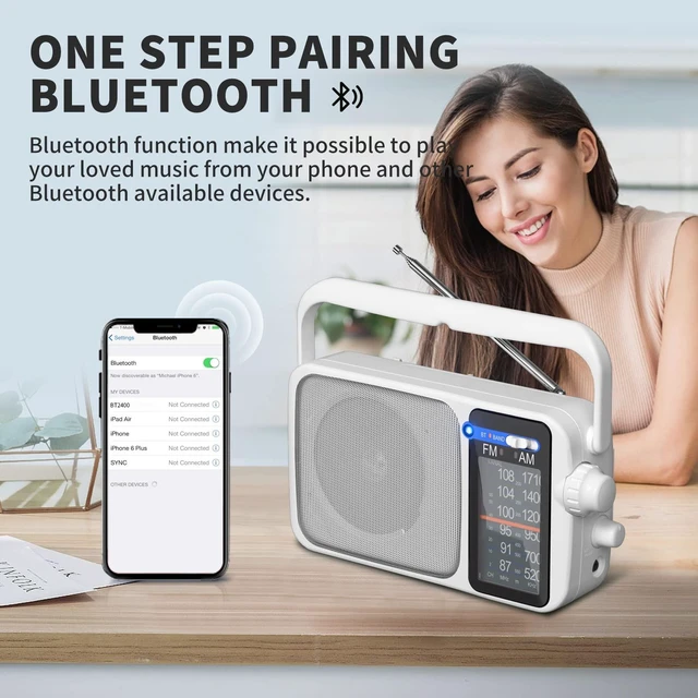 Alt view image 4 of 7 - AM FM Radio Portable Battery Operated or AC Power Headphone Jack Classic retro design,great reception,big speaker,large tuning knob,ideal gift for elders,home decoration & daily listening