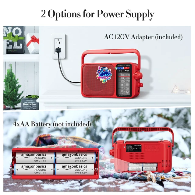 Alt view image 4 of 7 - AM FM Radio Portable Battery Operated or AC Power Headphone Jack Classic retro design,great reception,big speaker,large tuning knob,ideal gift for elders,home decoration & daily listening