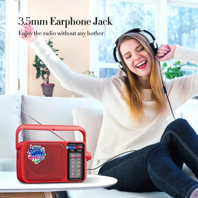 Alt view image 5 of 7 - AM FM Radio Portable Battery Operated or AC Power Headphone Jack Classic retro design,great reception,big speaker,large tuning knob,ideal gift for elders,home decoration & daily listening