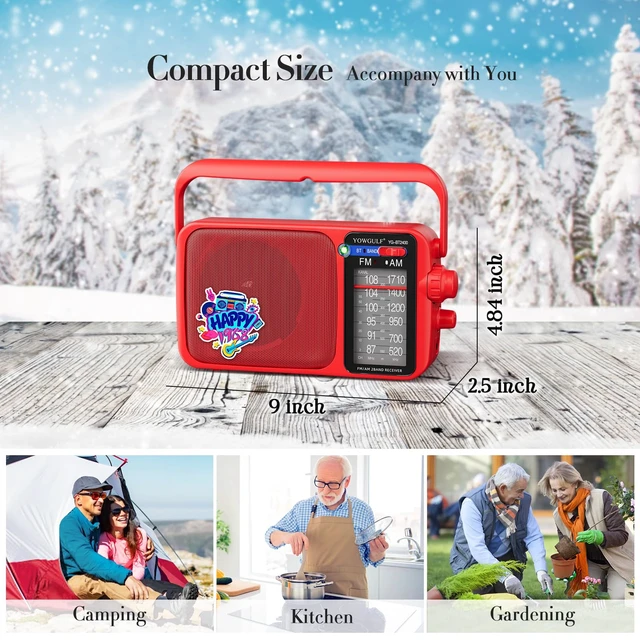 Alt view image 7 of 7 - AM FM Radio Portable Battery Operated or AC Power Headphone Jack Classic retro design,great reception,big speaker,large tuning knob,ideal gift for elders,home decoration & daily listening