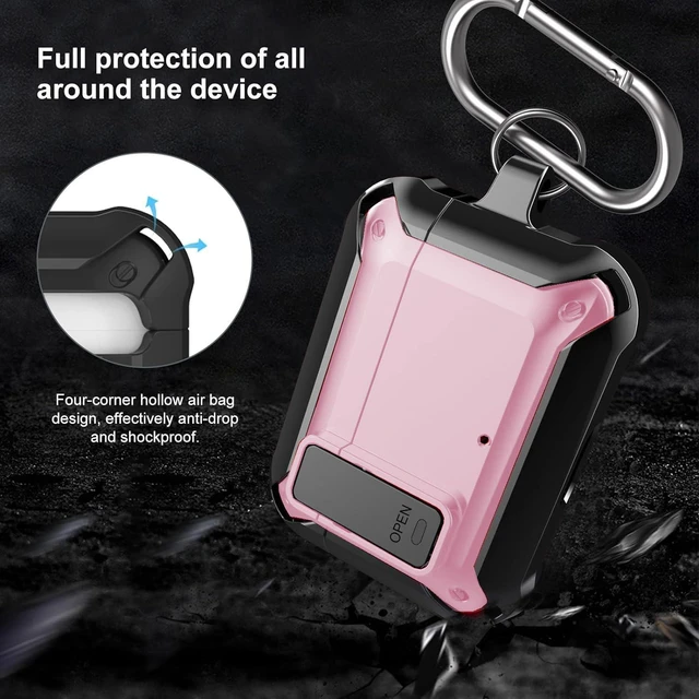 Alt view image 4 of 7 - Compatible with JBL Vibe Beam/Beam 2 Case Cover Lock Clip with Cleaner Kit,Cool Protective JBL Vibe 200TWS Cover Men Women with Carabiner for JBL Vibe Beam 2 Charging Case, Pink