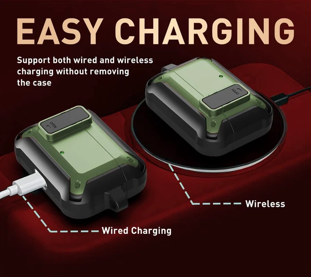 Alt view image 5 of 7 - Compatible with JBL Vibe Beam/Beam 2 Case Cover Lock Clip with Cleaner Kit,Cool Protective JBL Vibe 200TWS Cover Men Women with Carabiner for JBL Vibe Beam 2 Charging Case - Army Green