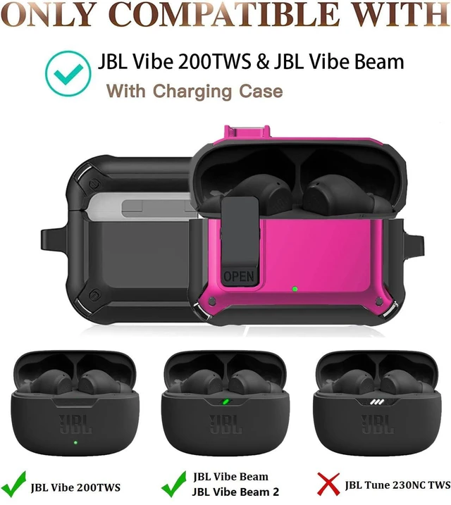 Alt view image 2 of 7 - Compatible with JBL Vibe Beam/Beam 2 Case Cover Lock Clip with Cleaner Kit,Cool Protective JBL Vibe 200TWS Cover Men Women with Carabiner for JBL Vibe Beam 2 Charging Case - Rosepink
