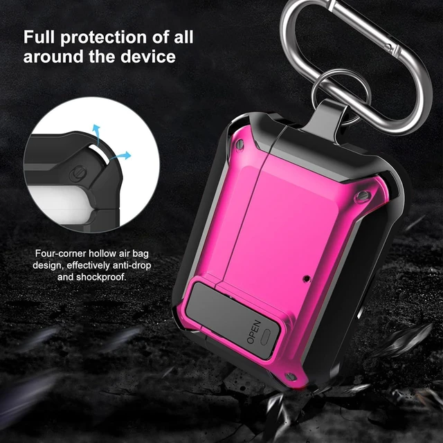 Alt view image 4 of 7 - Compatible with JBL Vibe Beam/Beam 2 Case Cover Lock Clip with Cleaner Kit,Cool Protective JBL Vibe 200TWS Cover Men Women with Carabiner for JBL Vibe Beam 2 Charging Case - Rosepink
