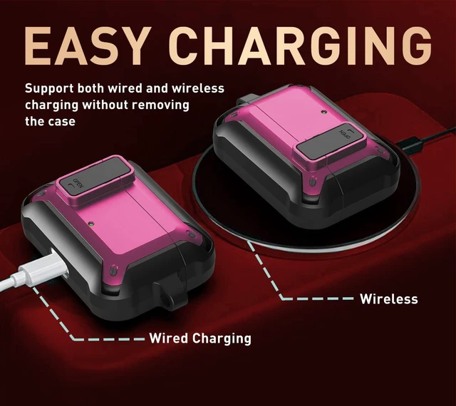 Alt view image 5 of 7 - Compatible with JBL Vibe Beam/Beam 2 Case Cover Lock Clip with Cleaner Kit,Cool Protective JBL Vibe 200TWS Cover Men Women with Carabiner for JBL Vibe Beam 2 Charging Case - Rosepink