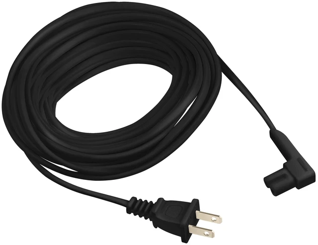 Alt view image 5 of 7 - 25-Foot 2-Pack Power Cord - Compatible with Sonos One, One SL, Play-1 Speakers - Extra Long Black Power Plug Cable