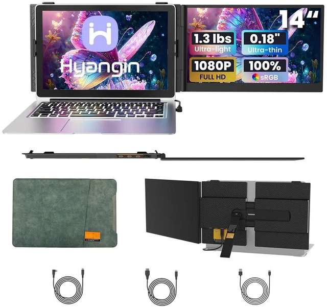 Main image of Laptop Screen Extender 14-inch, 2026 Upgraded Ultra-Slim 1080P Laptop Monitor Extender, Ultra-Light Dual Screen Portable Monitor for 13-17.3" Laptops, Compatible with Windows/Mac/Linux/Chrome