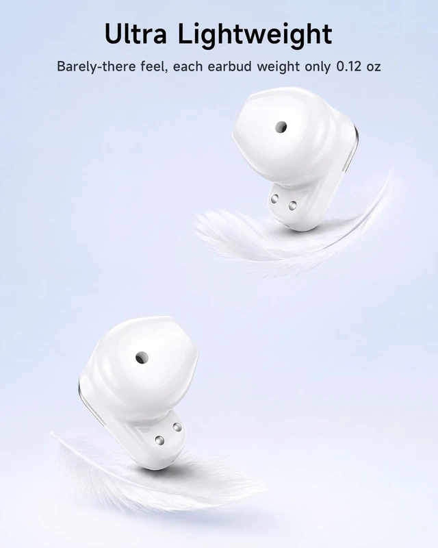 Alt view image 3 of 7 - Wireless Earbuds, 0.12oz Ultra-Light Ear BudsBluetooth 6.0 Headphones 13mm Driver for Powerful Bass, 35H Playtime, Clear Calls Mic, Water & Dust Resistance, Office, Commute & Daily Use, White