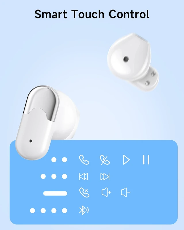 Alt view image 7 of 7 - Wireless Earbuds, 0.12oz Ultra-Light Ear BudsBluetooth 6.0 Headphones 13mm Driver for Powerful Bass, 35H Playtime, Clear Calls Mic, Water & Dust Resistance, Office, Commute & Daily Use, White